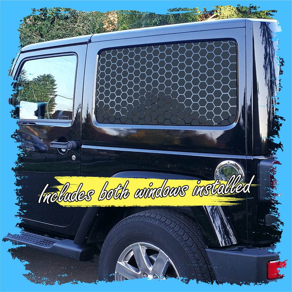 Honeycomb Matte Black Side Window Decals INSTALLED