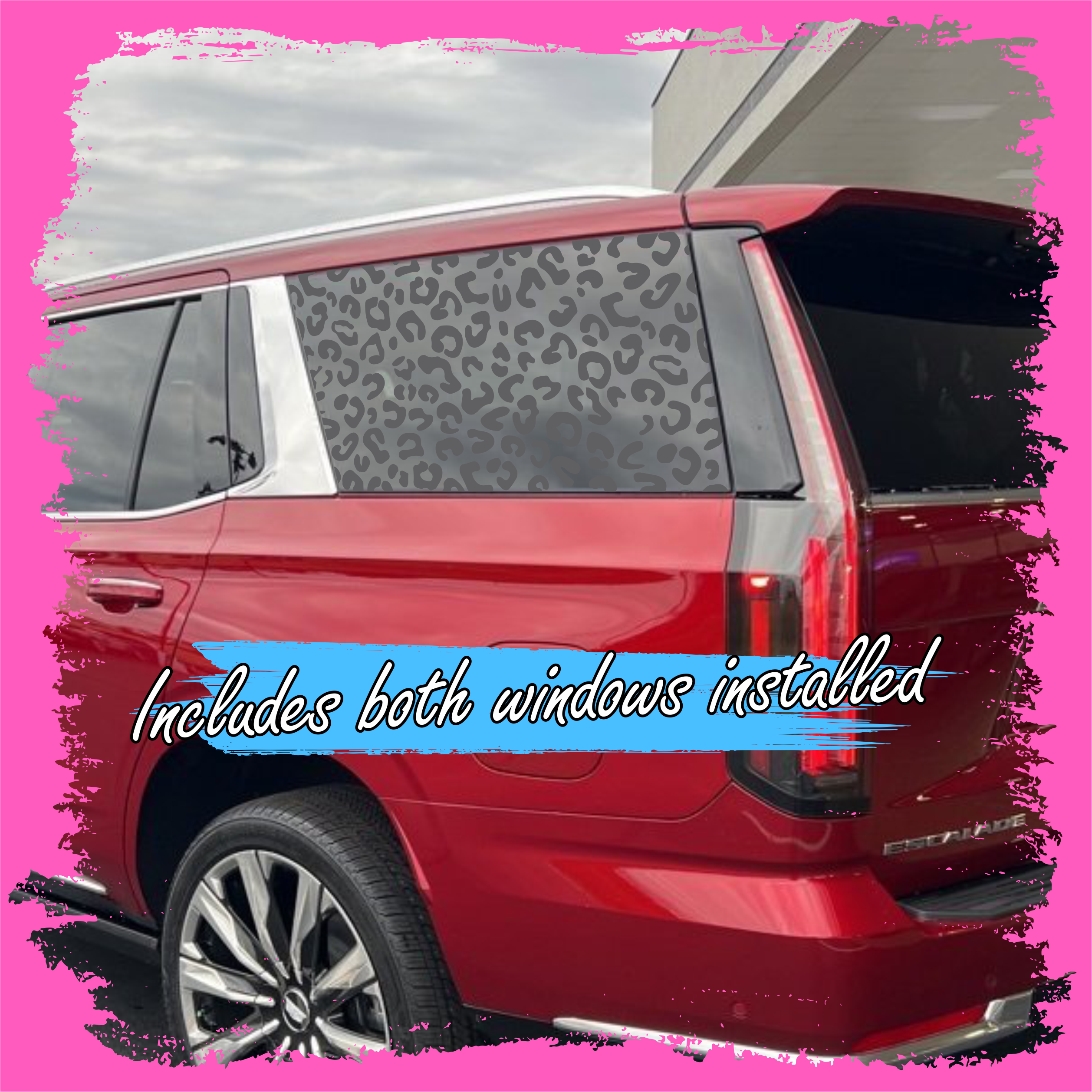 Leopard Print Matte Black Side Window Decals INSTALLED