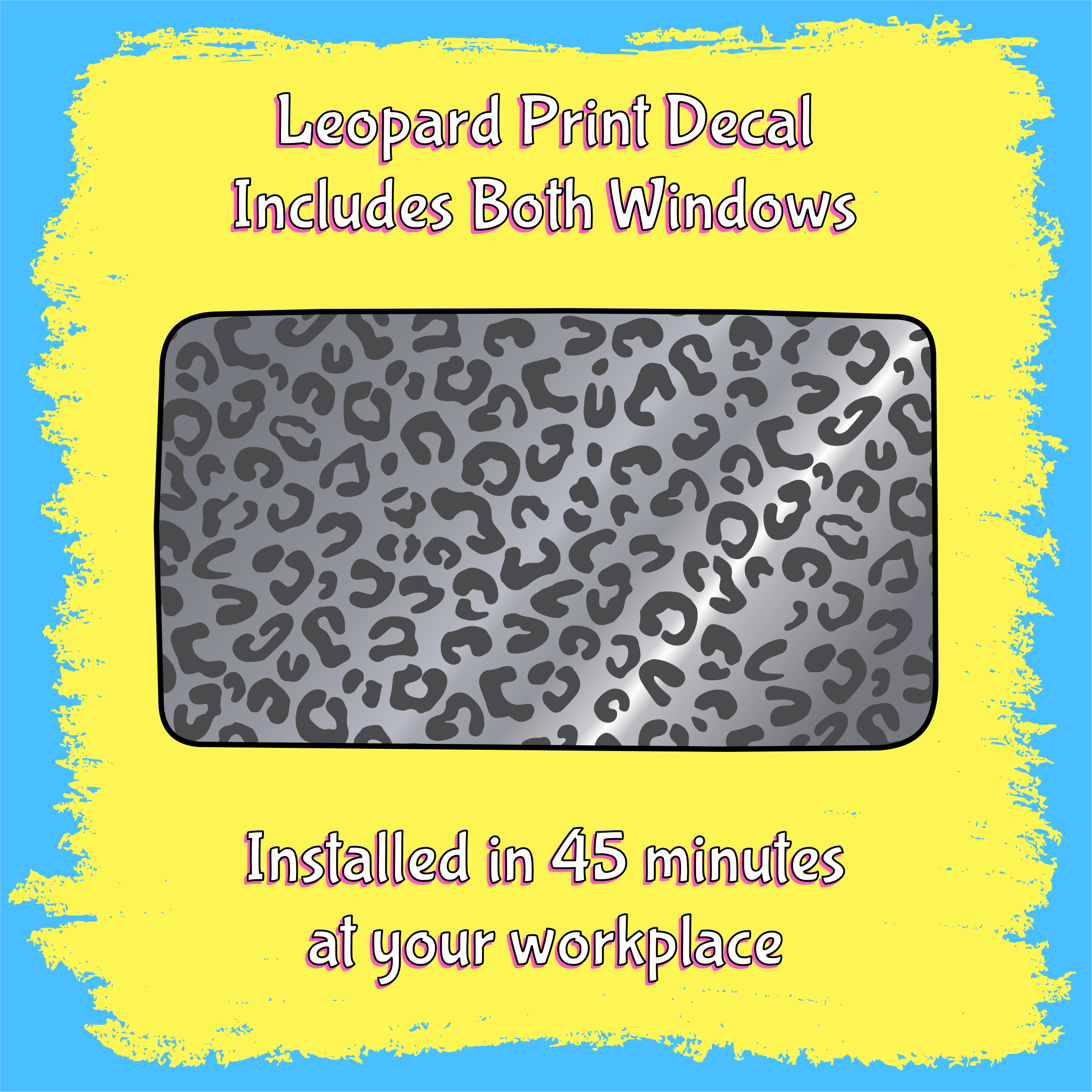 Leopard Print Matte Black Side Window Decals INSTALLED